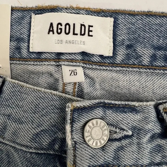 AGOLDE Mid Rise Relaxed Boot Cut Jeans in Curio Light Denim Organic Cotton 26 - Picture 8 of 14